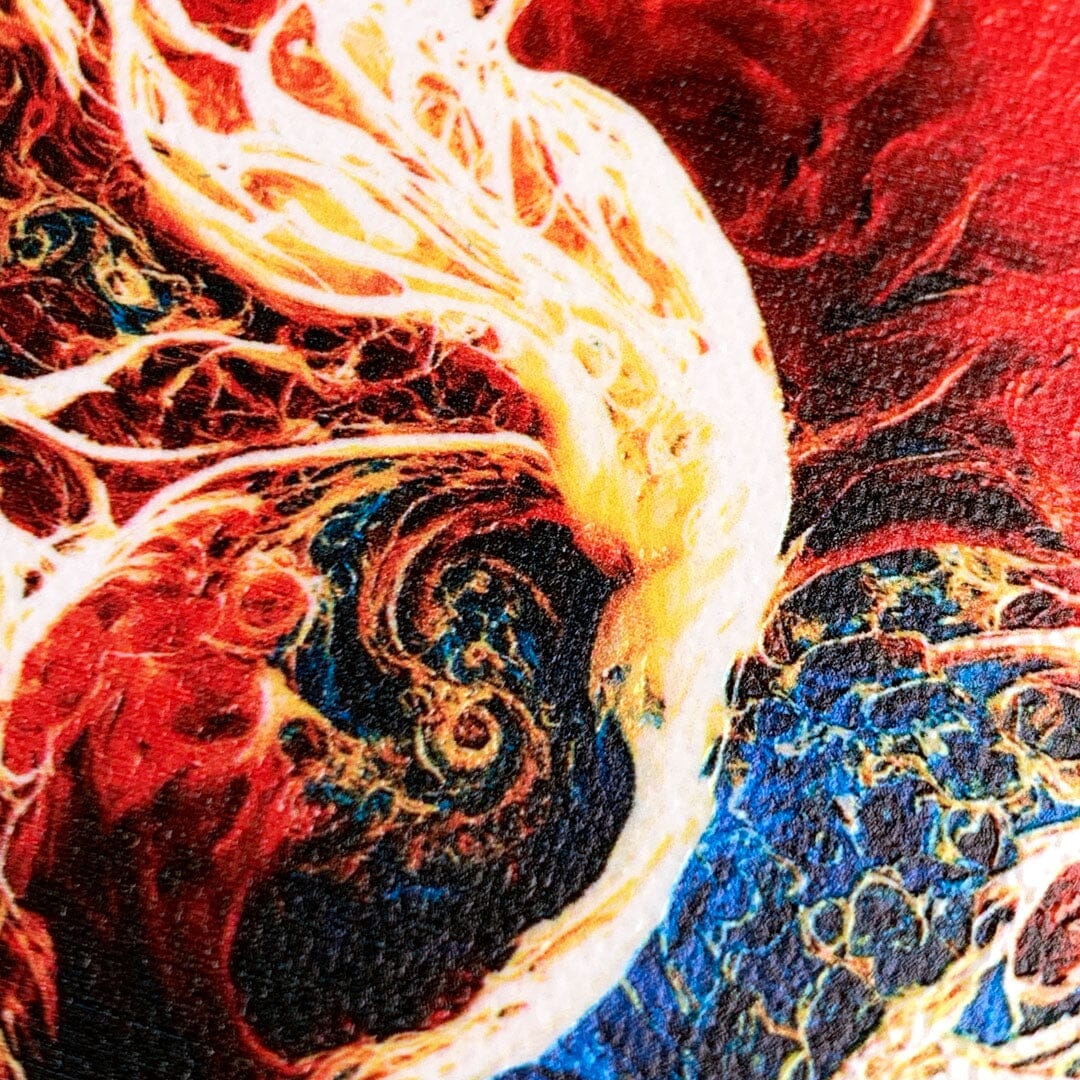 Zoomed in detailed shot of the stylized AI generated art print created by John Wingfield printed to cotton canvas Galaxy S25 Ultra Case by Keyway Designs