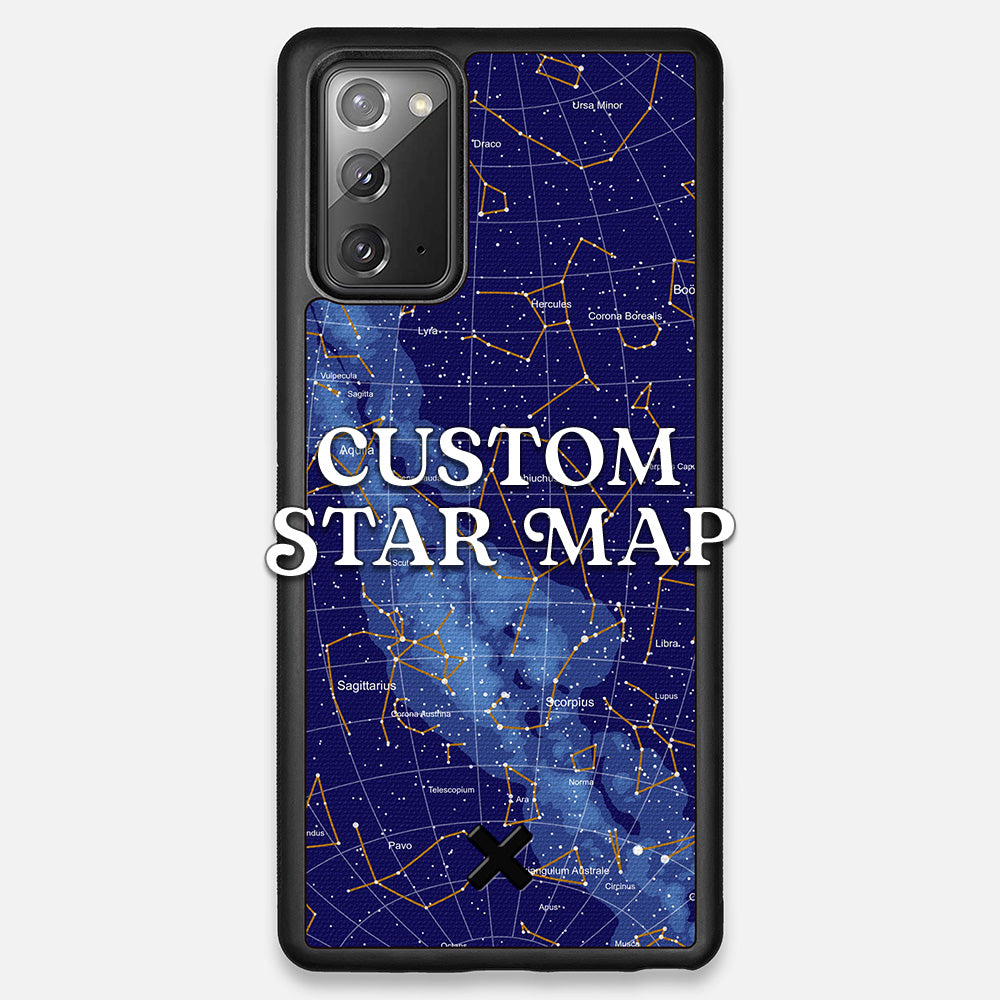 Front view of the Custom Star Map Printed Canvas Galaxy Note 20 Case by Keyway Designs