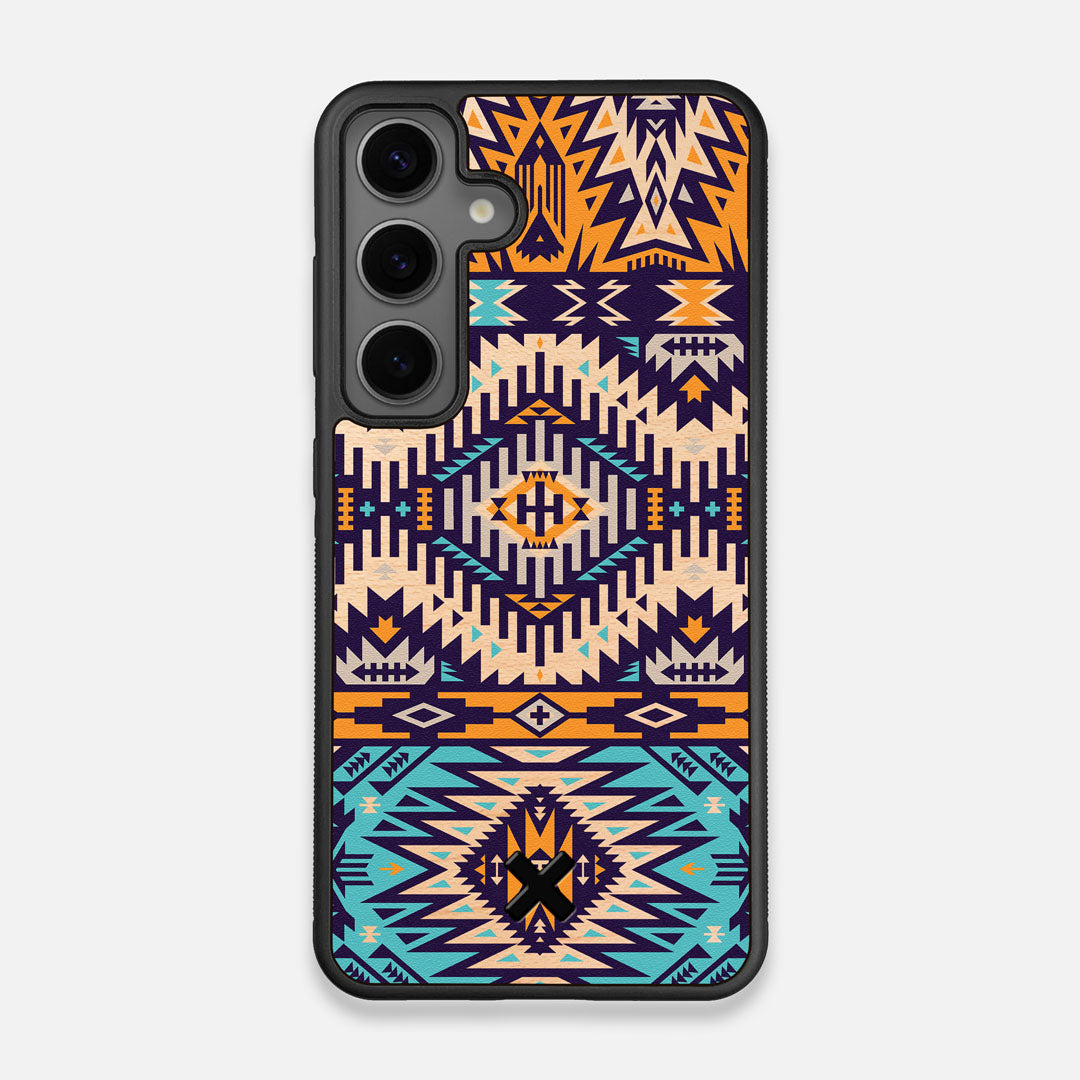 Front view of the vibrant Aztec printed Maple Wood Galaxy S25 Case by Keyway Designs