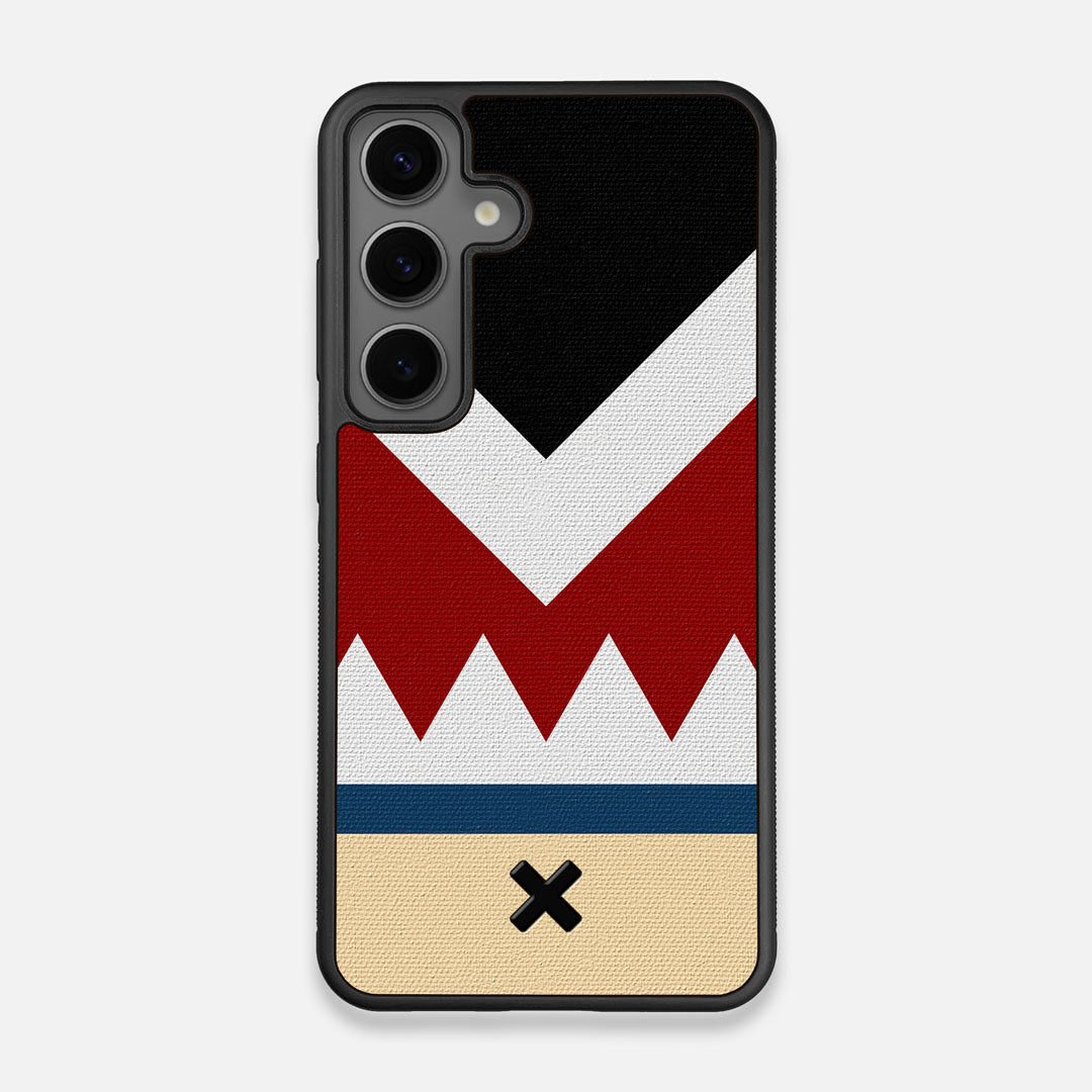 Front view of the Cove Adventure Marker in the Wayfinder series UV-Printed thick cotton canvas Galaxy S25 Case by Keyway Designs