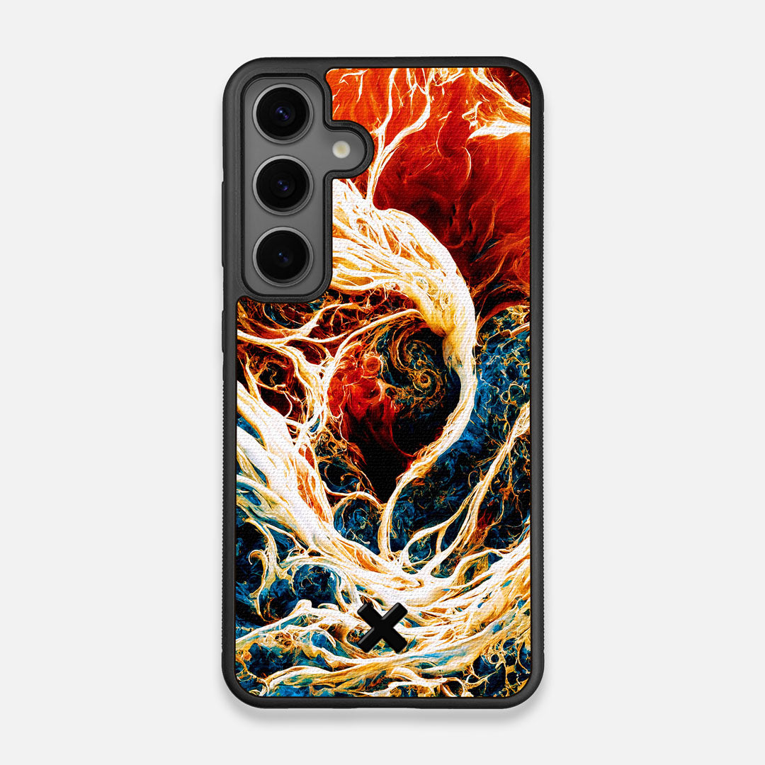 Front view of the stylized AI generated art print created by John Wingfield printed to cotton canvas Galaxy S25 Case by Keyway Designs