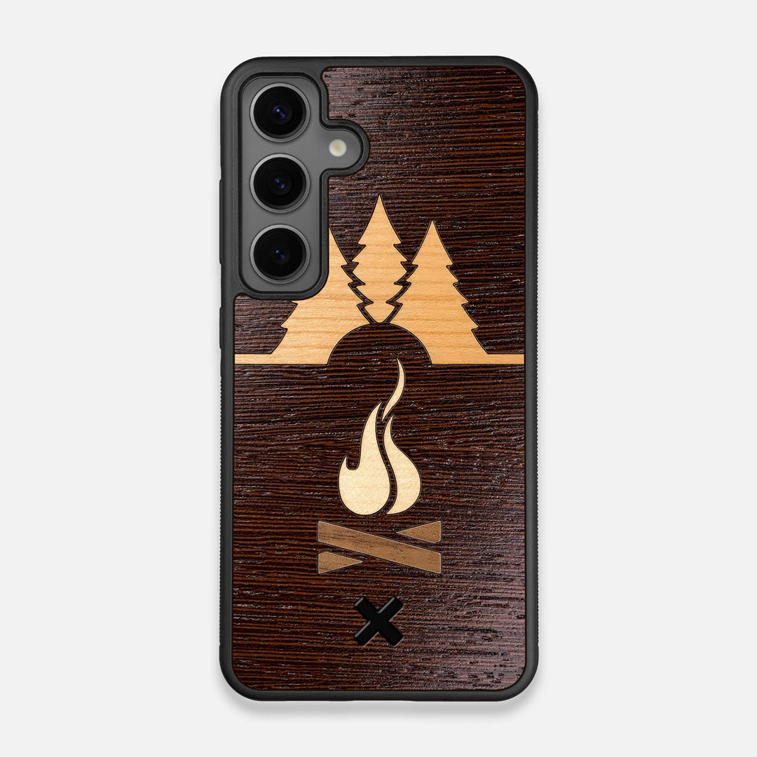 Front view of the Nomad Campsite Wood Galaxy S25 Case by Keyway Designs