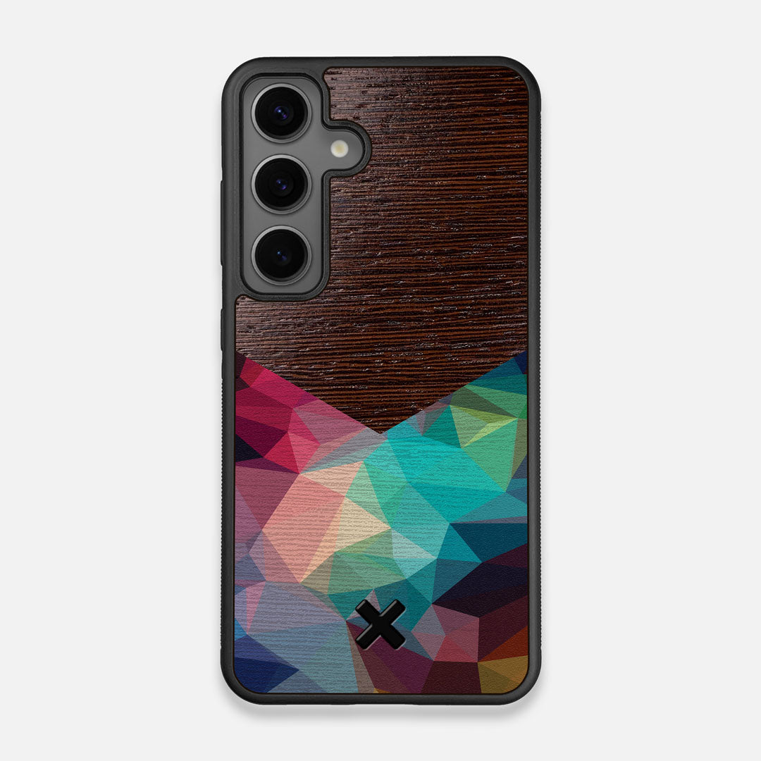 Front view of the vibrant Geometric Gradient printed Wenge Wood Galaxy S25 Case by Keyway Designs