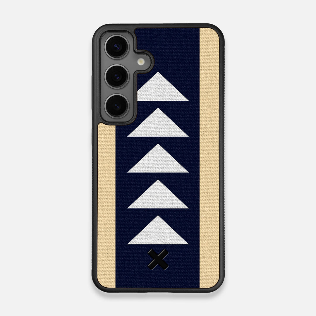 Front view of the Track Adventure Marker in the Wayfinder series UV-Printed thick cotton canvas Galaxy S25 Case by Keyway Designs