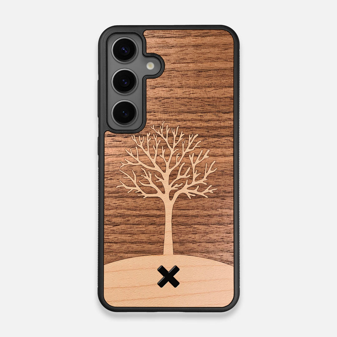 Front view of the Tree Of Life Walnut Wood Galaxy S25 Case by Keyway Designs