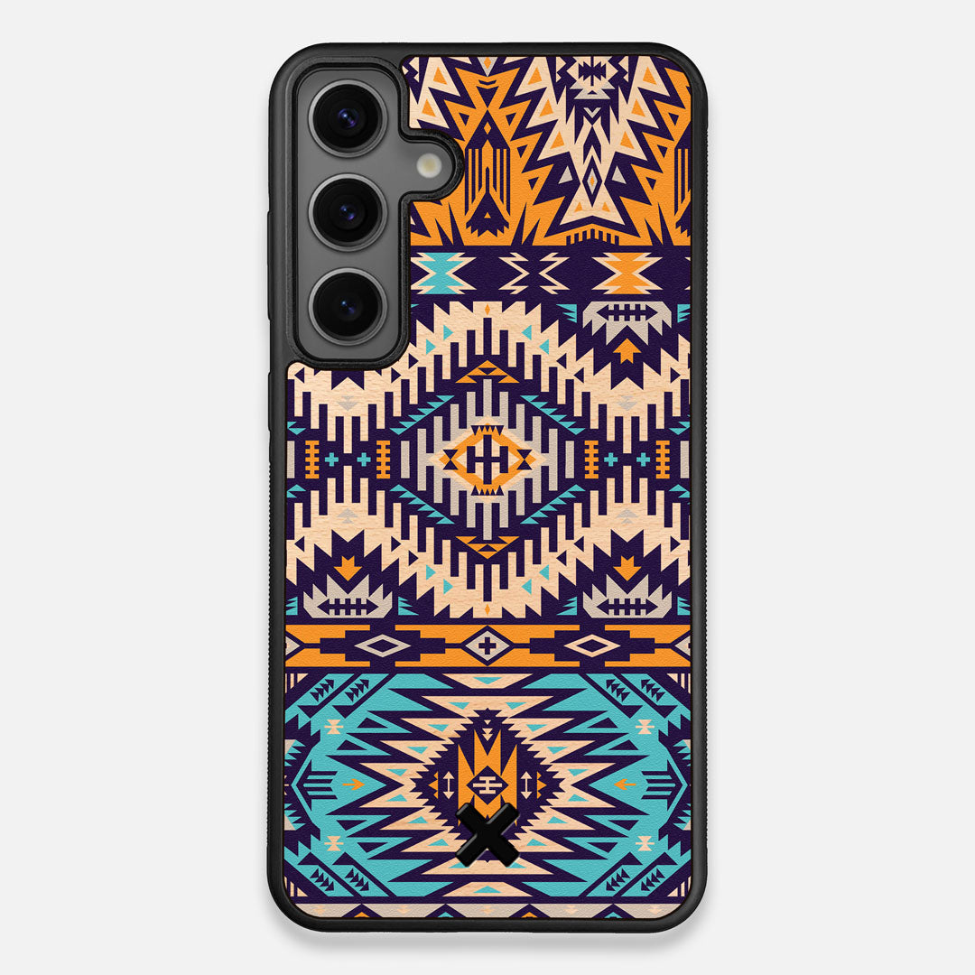 Front view of the vibrant Aztec printed Maple Wood Galaxy S25+ Case by Keyway Designs