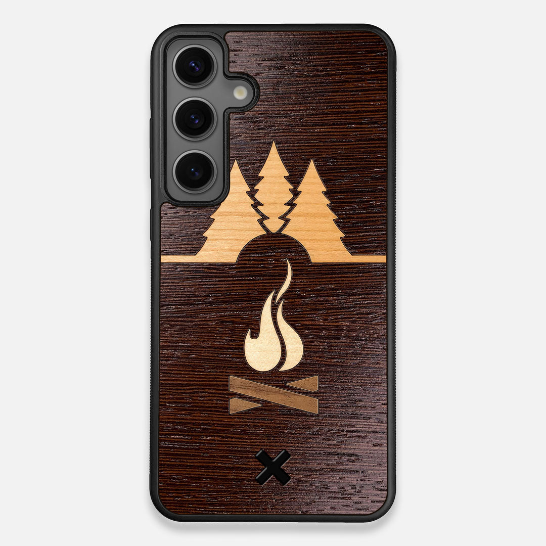 Front view of the Nomad Campsite Wood Galaxy S25 Plus Case by Keyway Designs