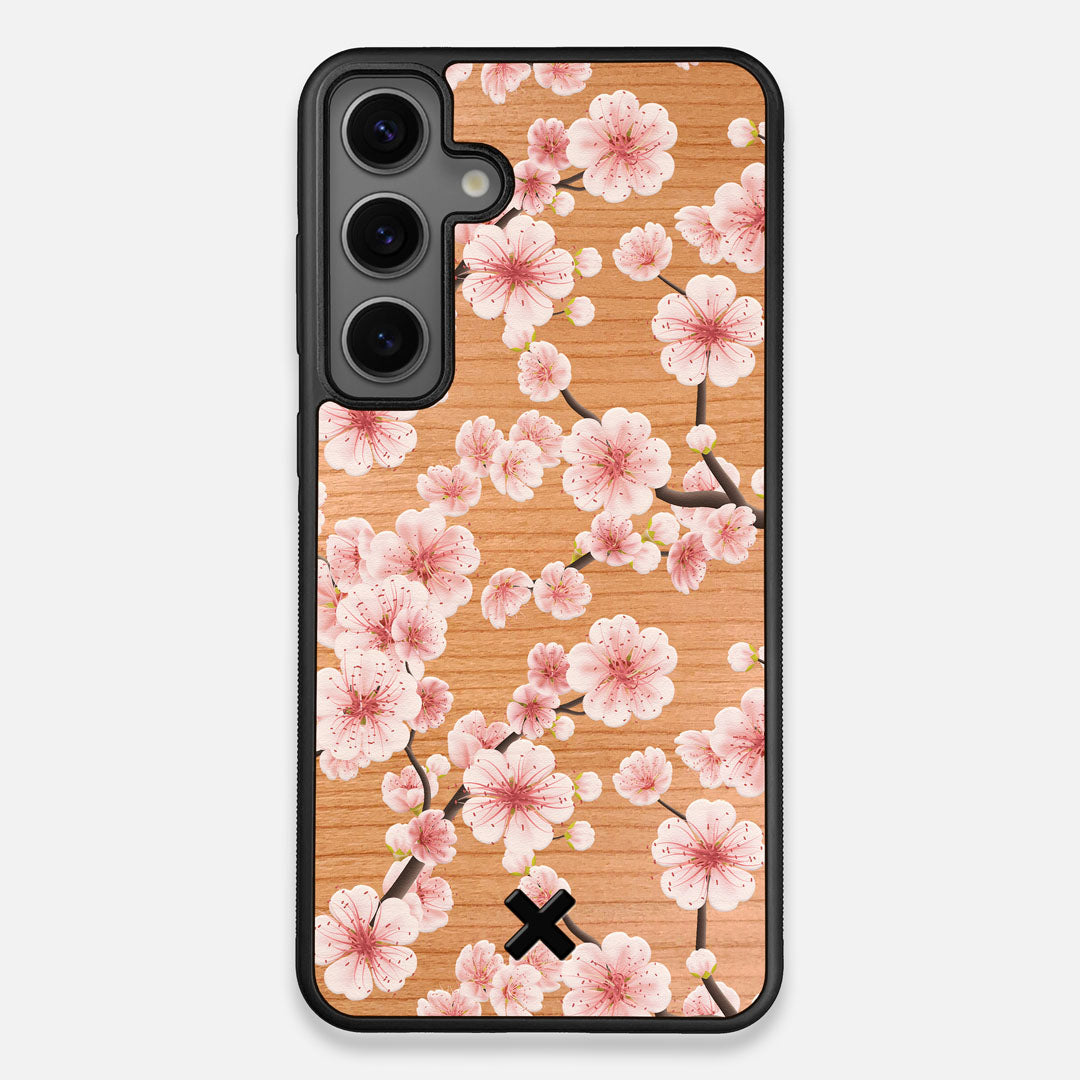 Front view of the Sakura Printed Cherry-blossom Cherry Wood Galaxy S25+ Case by Keyway Designs