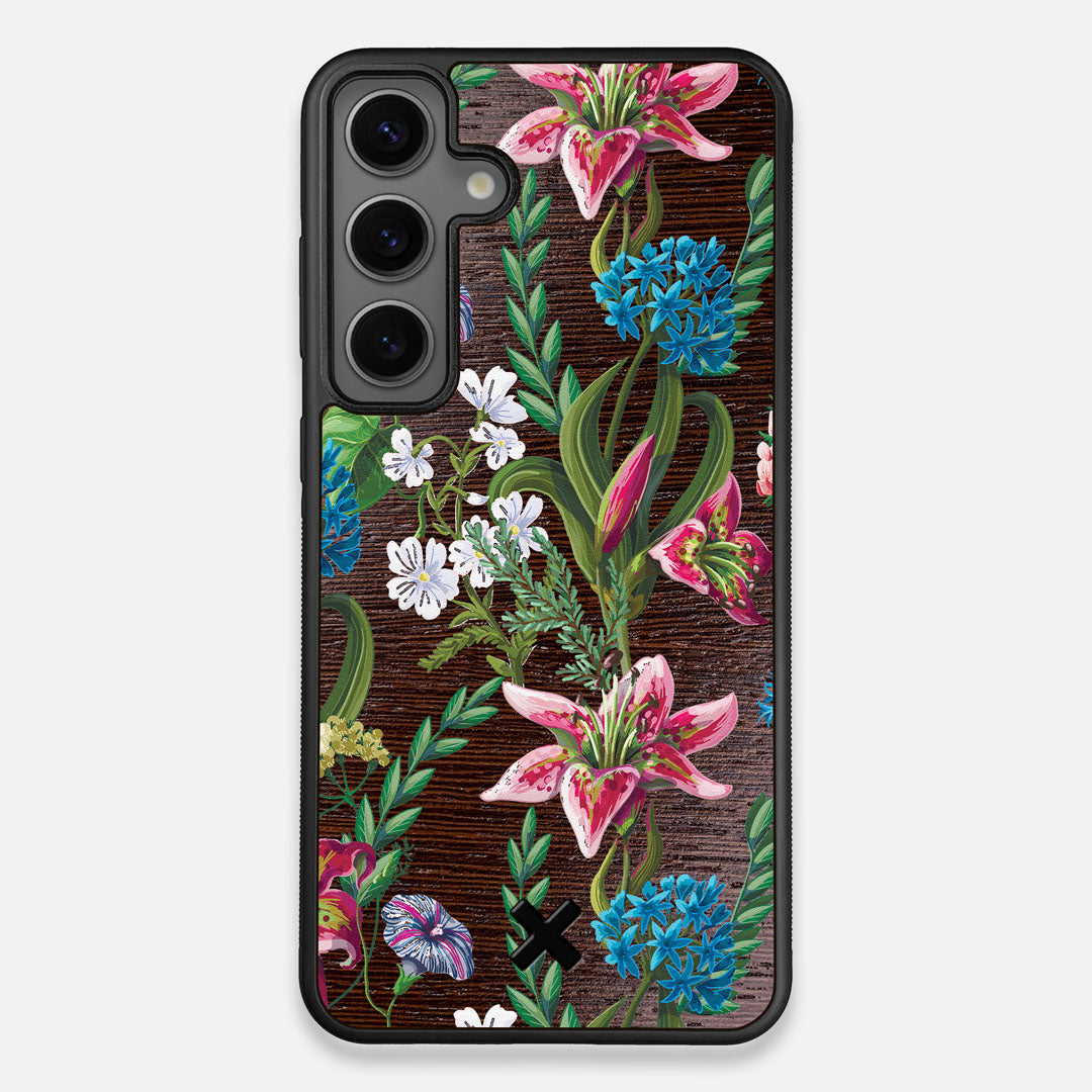 Front view of the Stargazer Lily printed Wenge Wood Galaxy S25+ Case by Keyway Designs