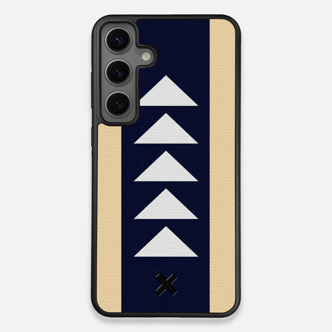 Front view of the Track Adventure Marker in the Wayfinder series UV-Printed thick cotton canvas Galaxy S25 Plus Case by Keyway Designs