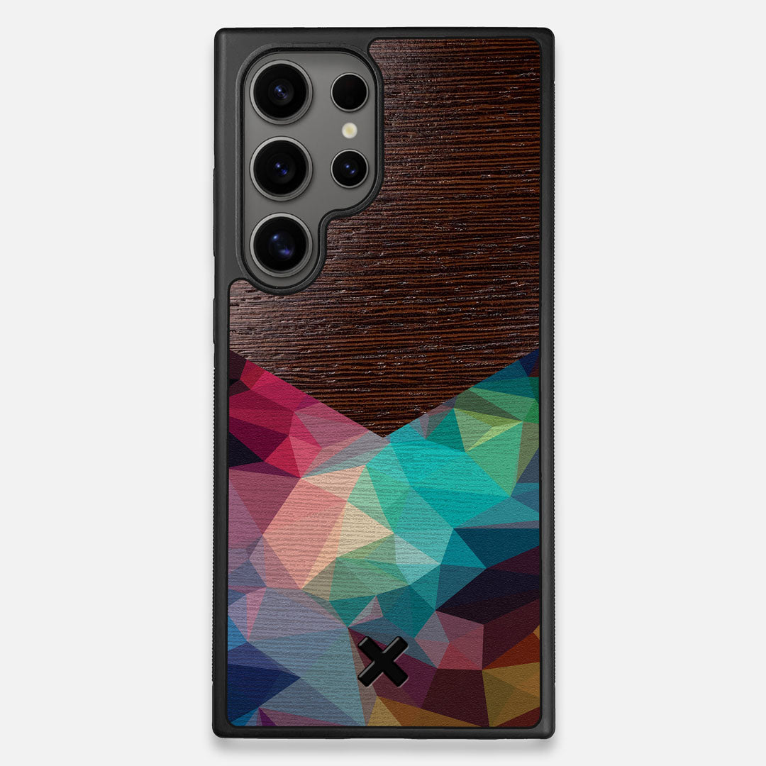 Front view of the vibrant Geometric Gradient printed Wenge Wood Galaxy S25 Ultra Case by Keyway Designs