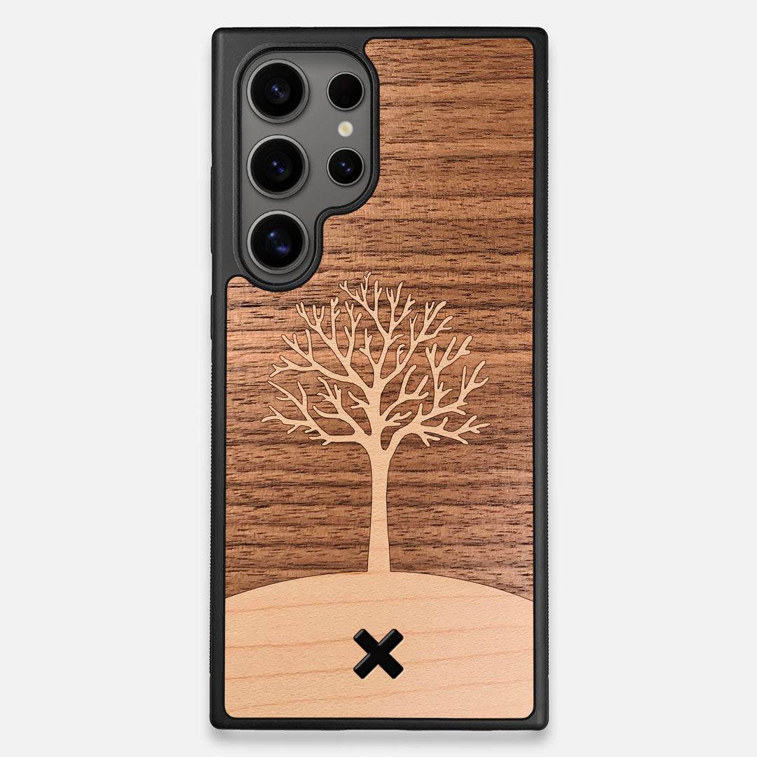 Front view of the Tree Of Life Walnut Wood Galaxy S25 Ultra Case by Keyway Designs