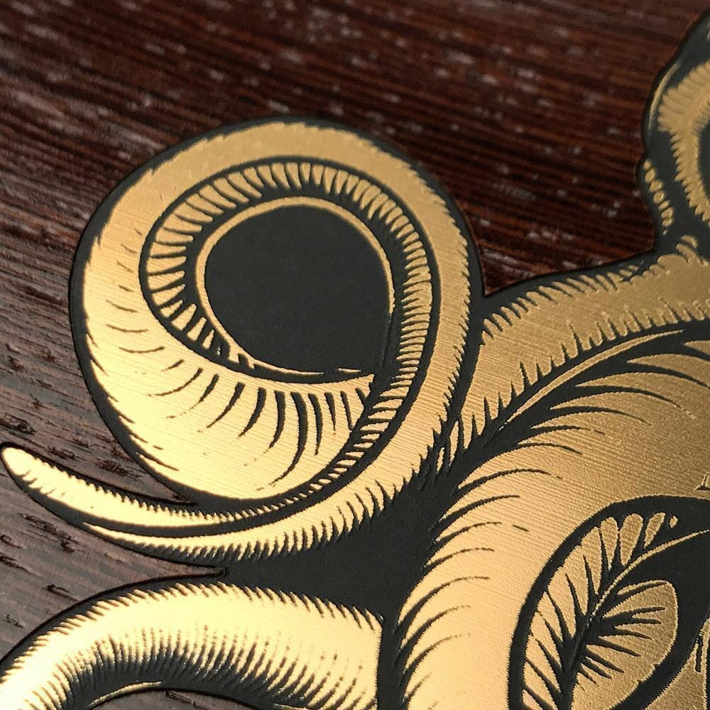 Zoomed in detailed shot of the Kraken 2.0 Wenge Wood iPhone 16 Pro MagSafe Case by Keyway Designs