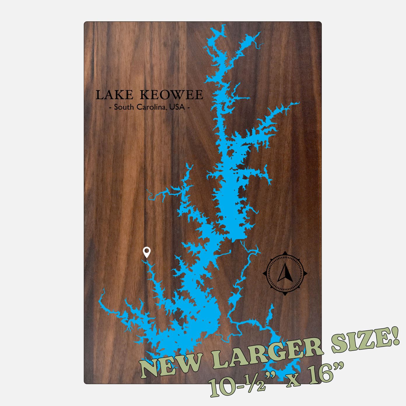 Custom Epoxy Lake Map Board – Personalized Resin Wall Art