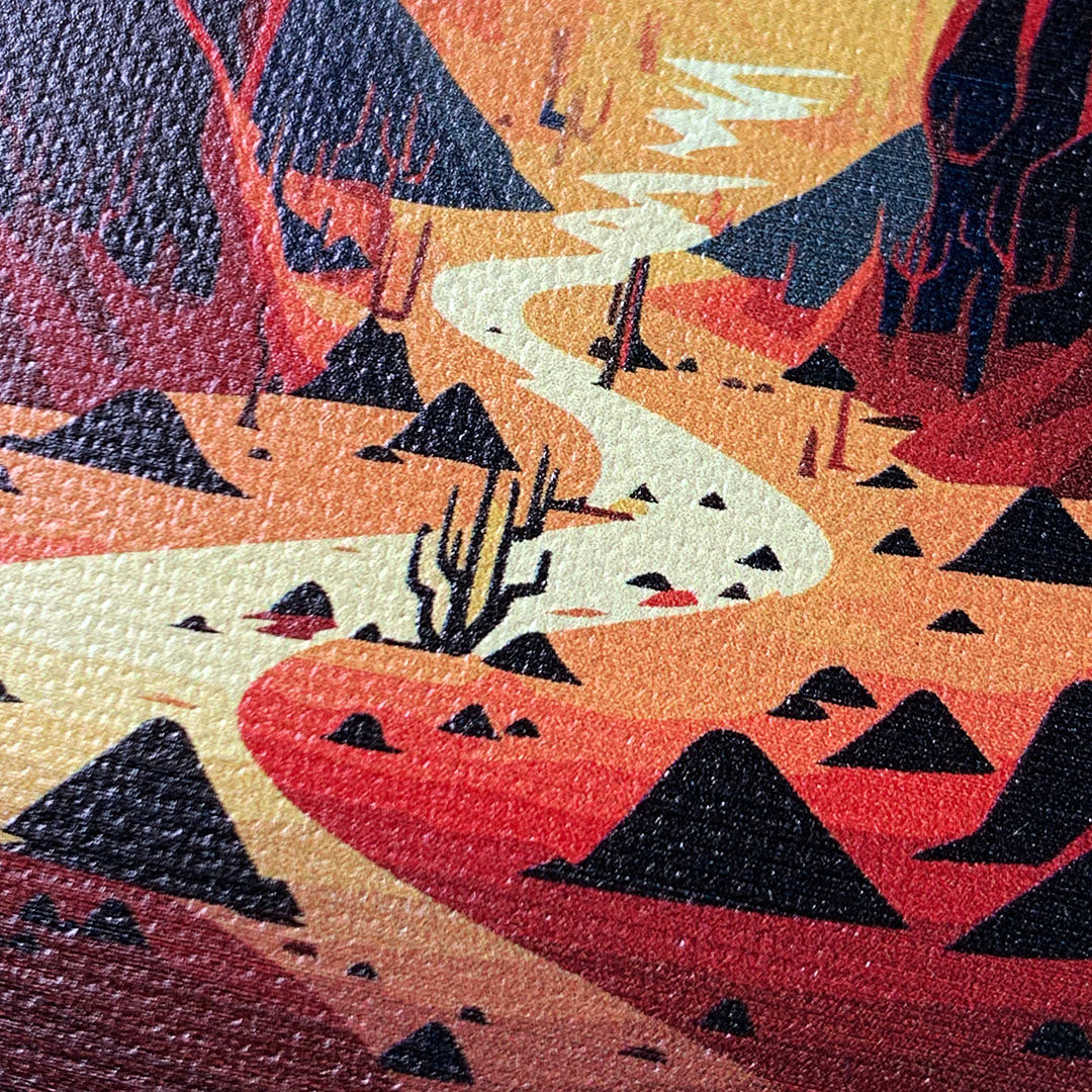 Zoomed in detailed shot of the stylized thin river cutting deep through a canyon sunset printed on cotton canvas Galaxy S25+ Case by Keyway Designs