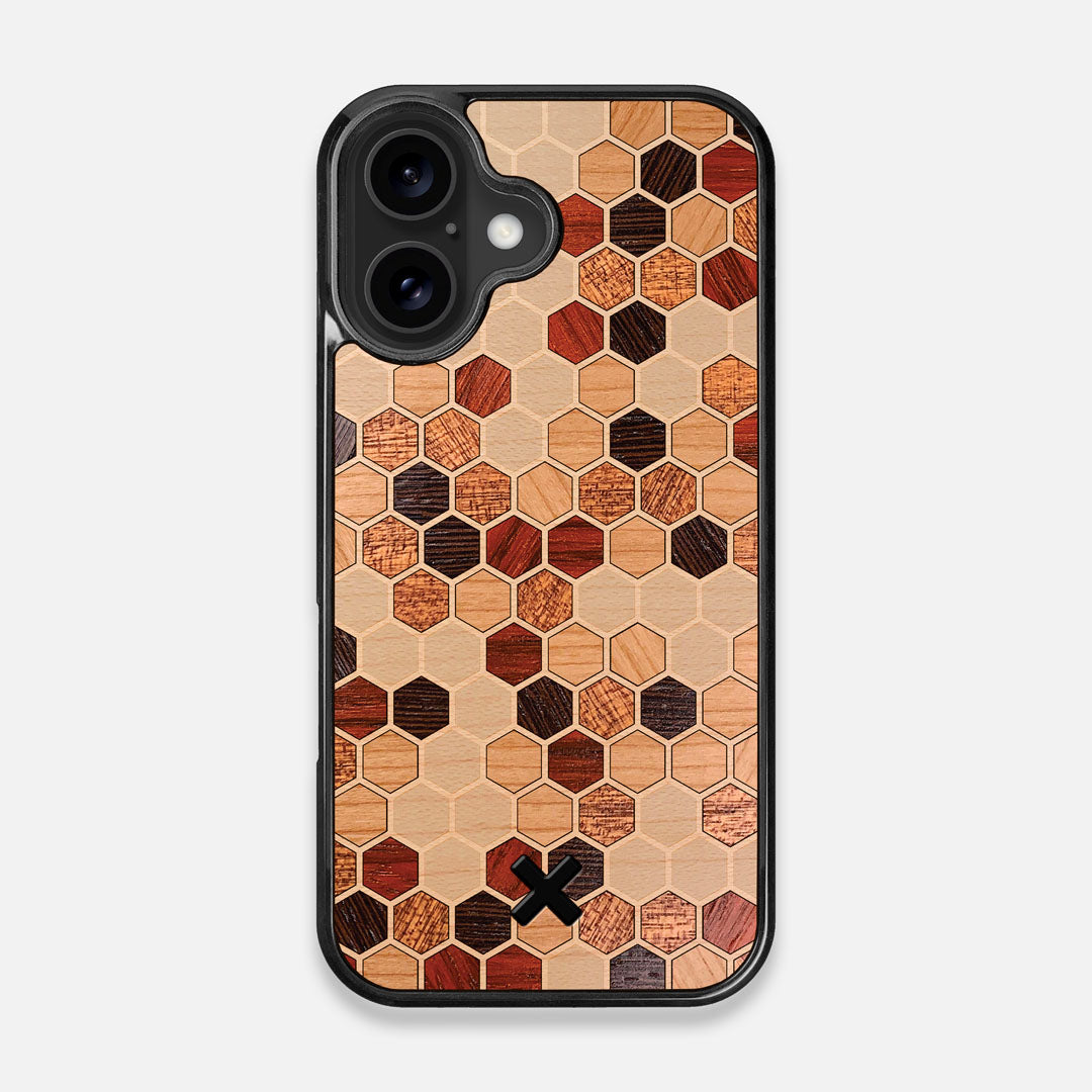 Cellular Wood iPhone 16 Design by Keyway Designs, Front View