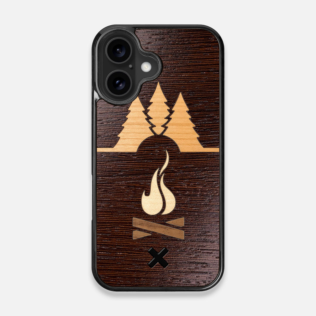 Front view of the Nomad Campsite Wood iPhone 16 MagSafe Case by Keyway Designs