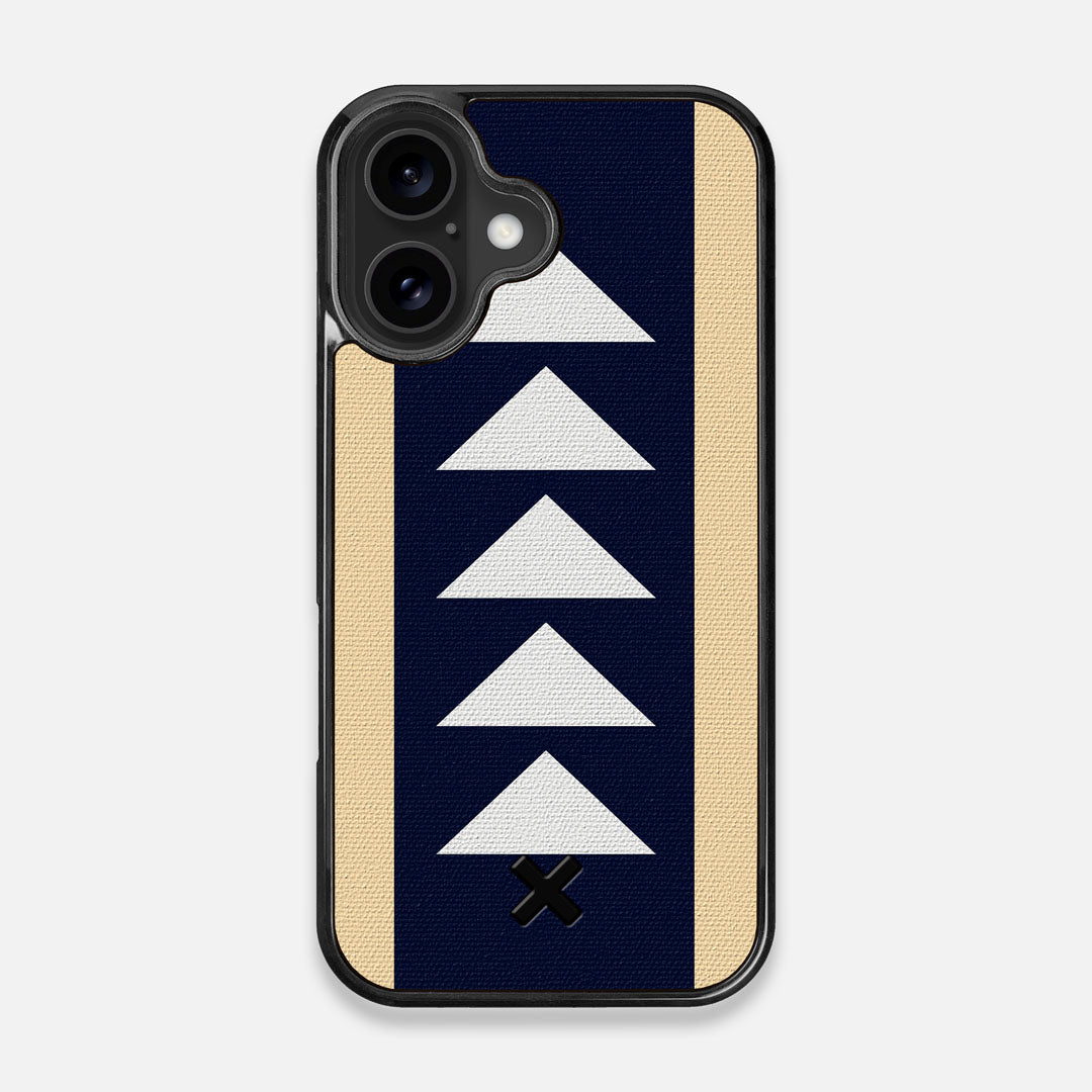 Front view of the Track Adventure Marker in the Wayfinder series UV-Printed thick cotton canvas iPhone 16 MagSafe Case by Keyway Designs