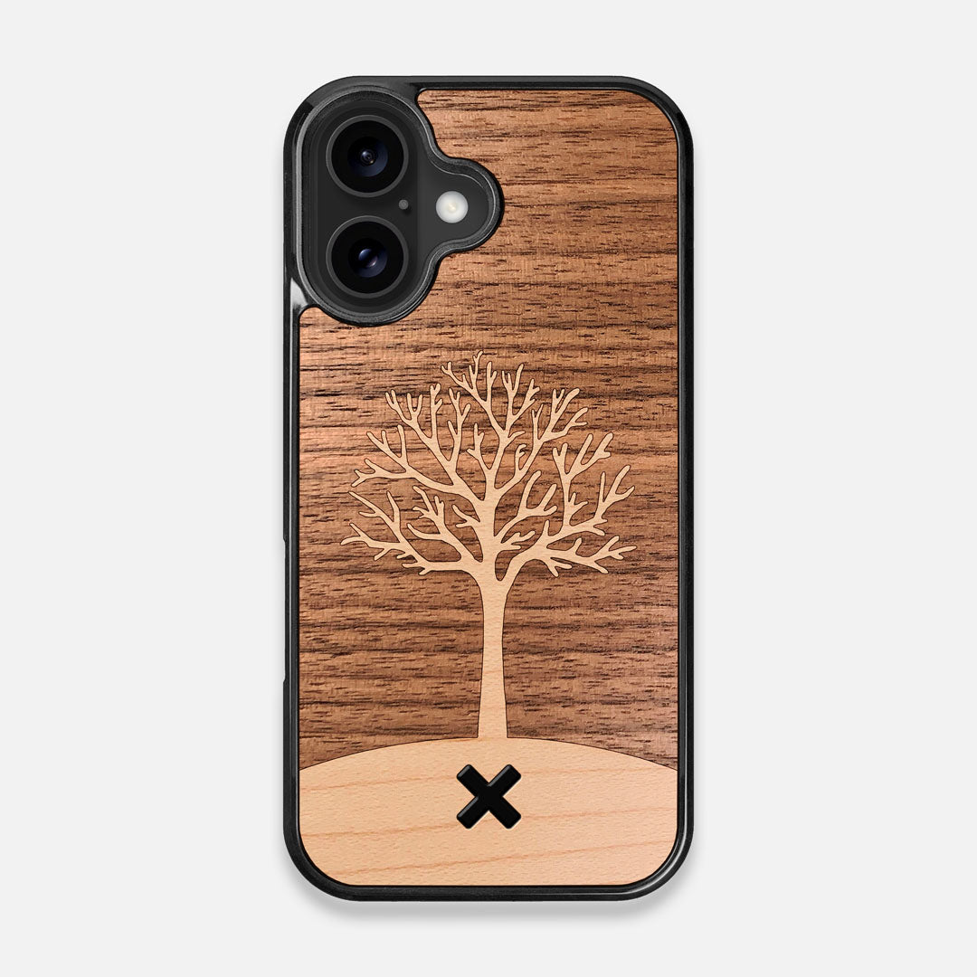 Front view of the Tree Of Life Walnut Wood iPhone 16 MagSafe Case by Keyway Designs