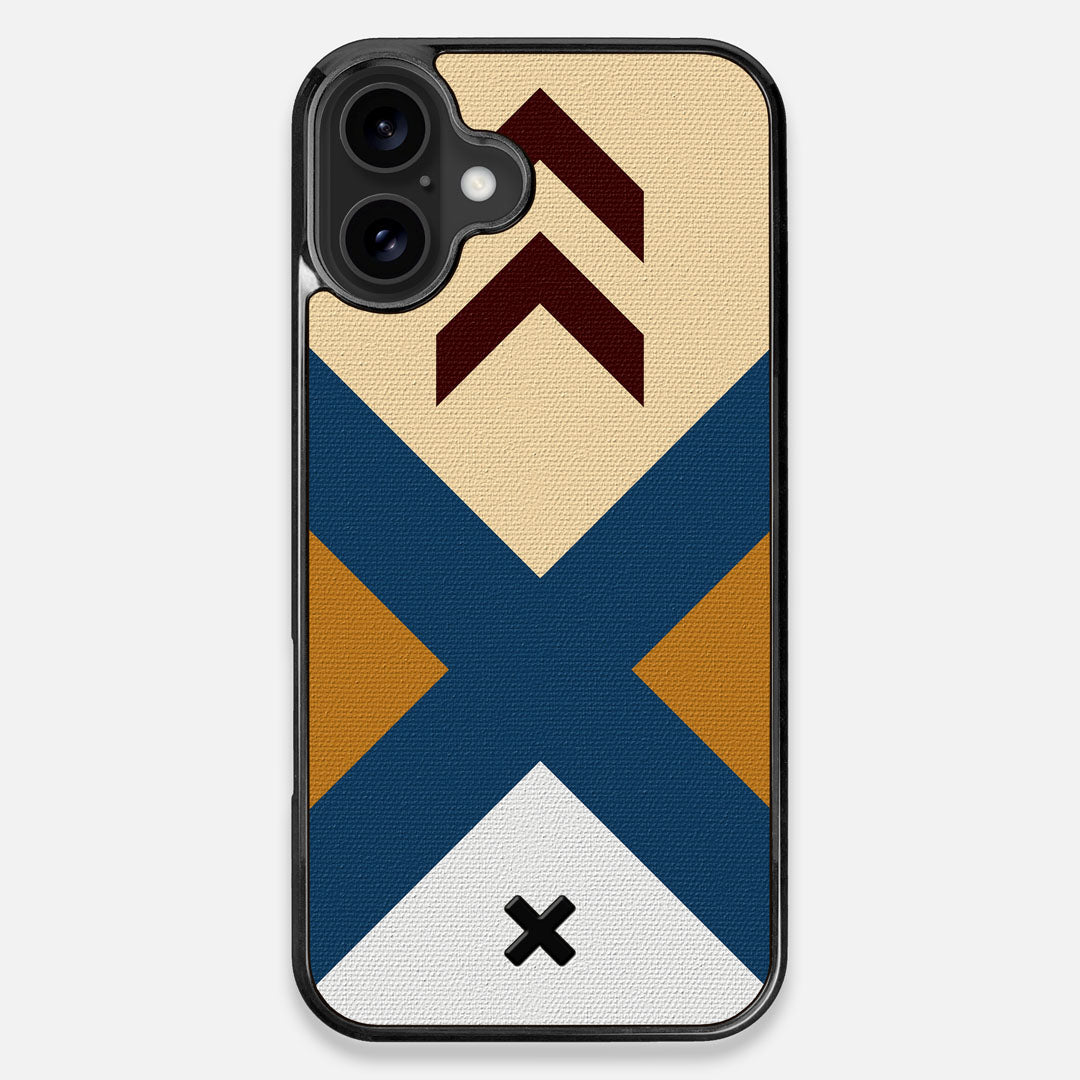 Front view of the Camp Adventure Marker in the Wayfinder series UV-Printed thick cotton canvas iPhone 16 Plus MagSafe Case by Keyway Designs