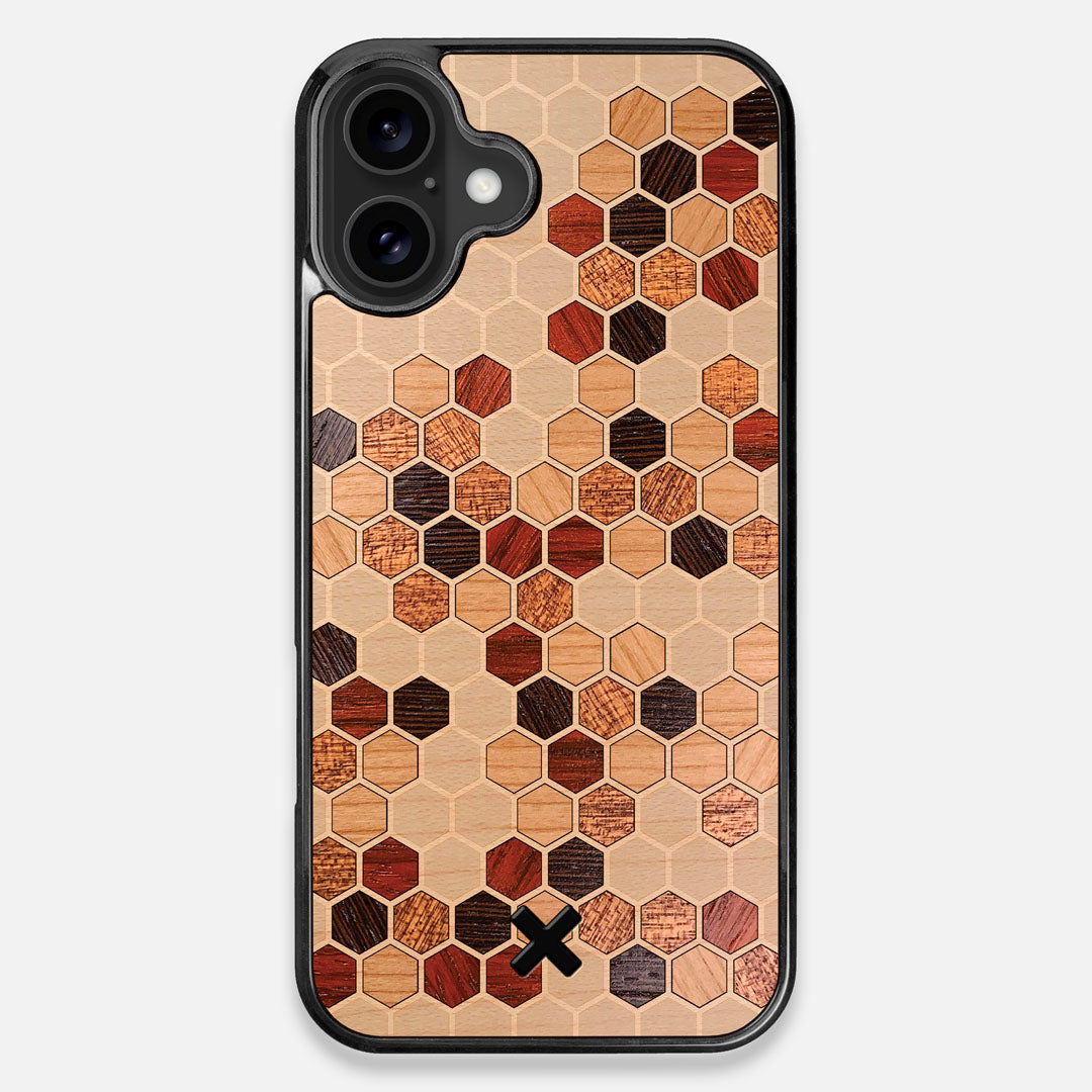 Cellular Wood iPhone 16 Plus Design by Keyway Designs, Front View