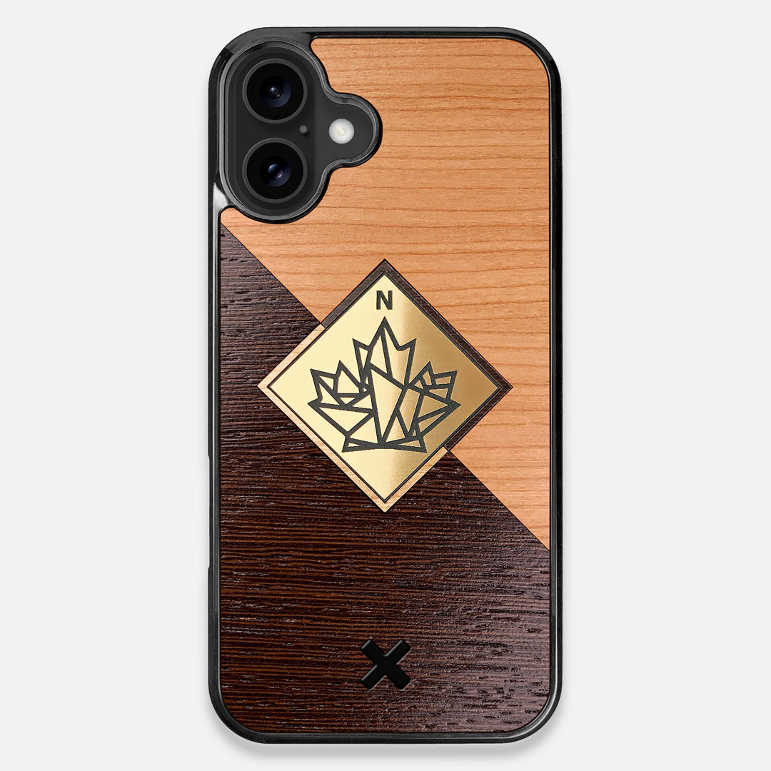 Front view of the True North by Northern Philosophy Cherry & Wenge Wood iPhone 16 Plus MagSafe Case by Keyway Designs