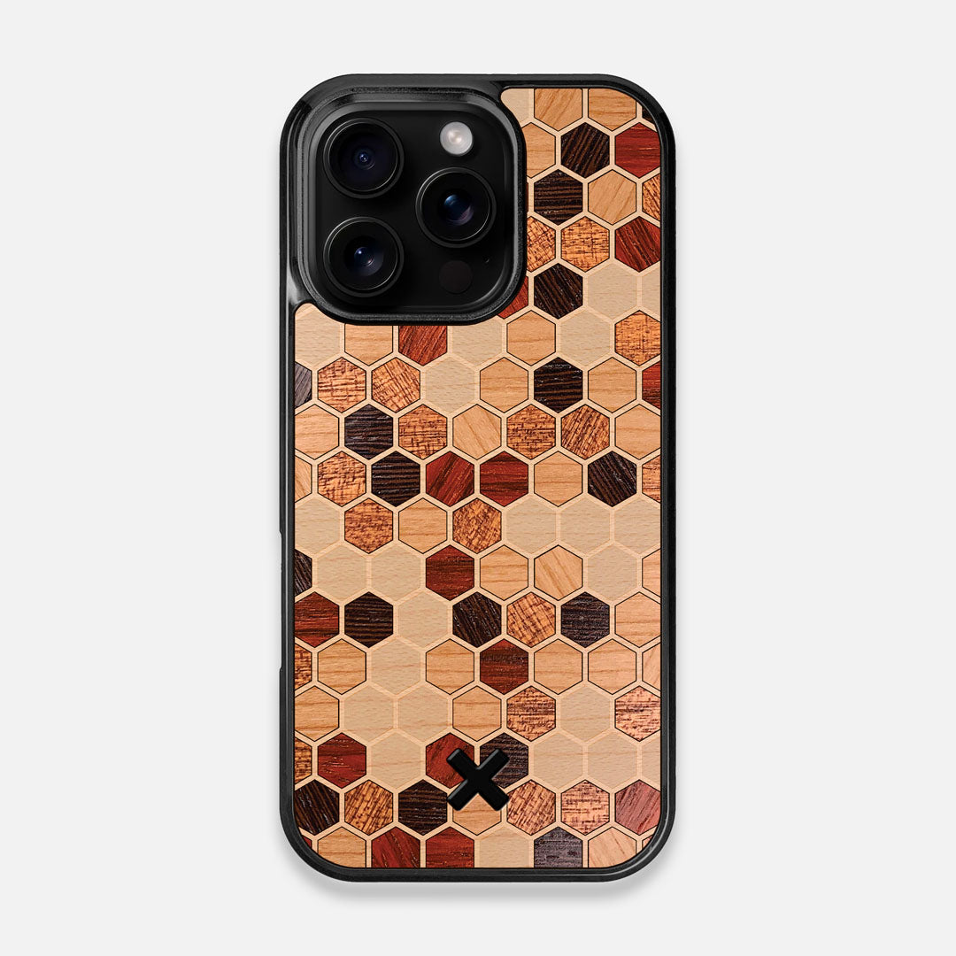 Cellular Wood iPhone 16 Pro Design by Keyway Designs, Front View