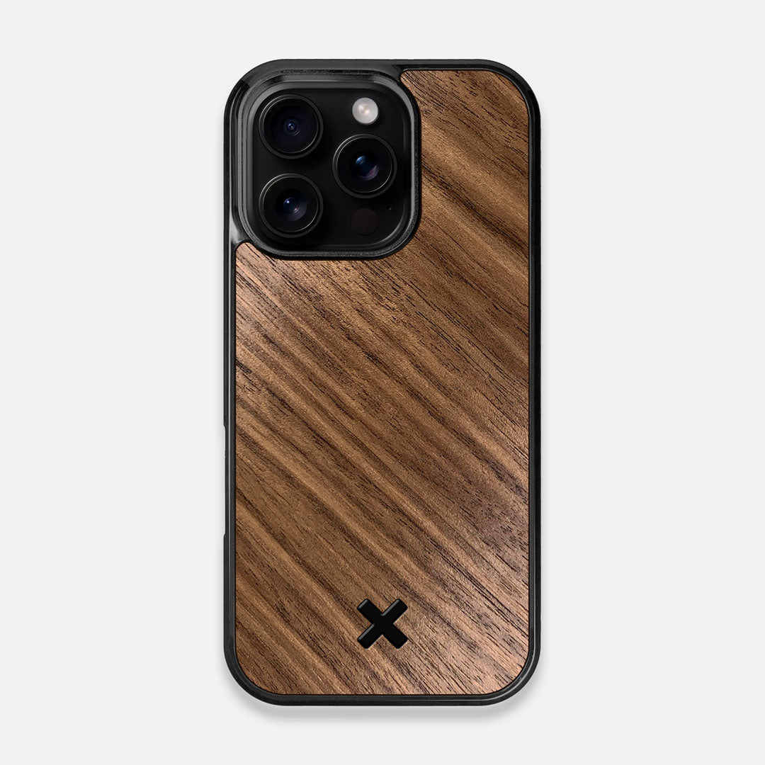 Front view of the Walnut Pure Minimalist Wood iPhone 16 Pro MagSafe Case by Keyway Designs