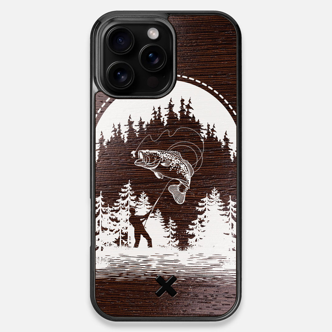 Front view of the high-contrast spotted bass printed Wenge Wood iPhone 16 Pro Max MagSafe Case by Keyway Designs