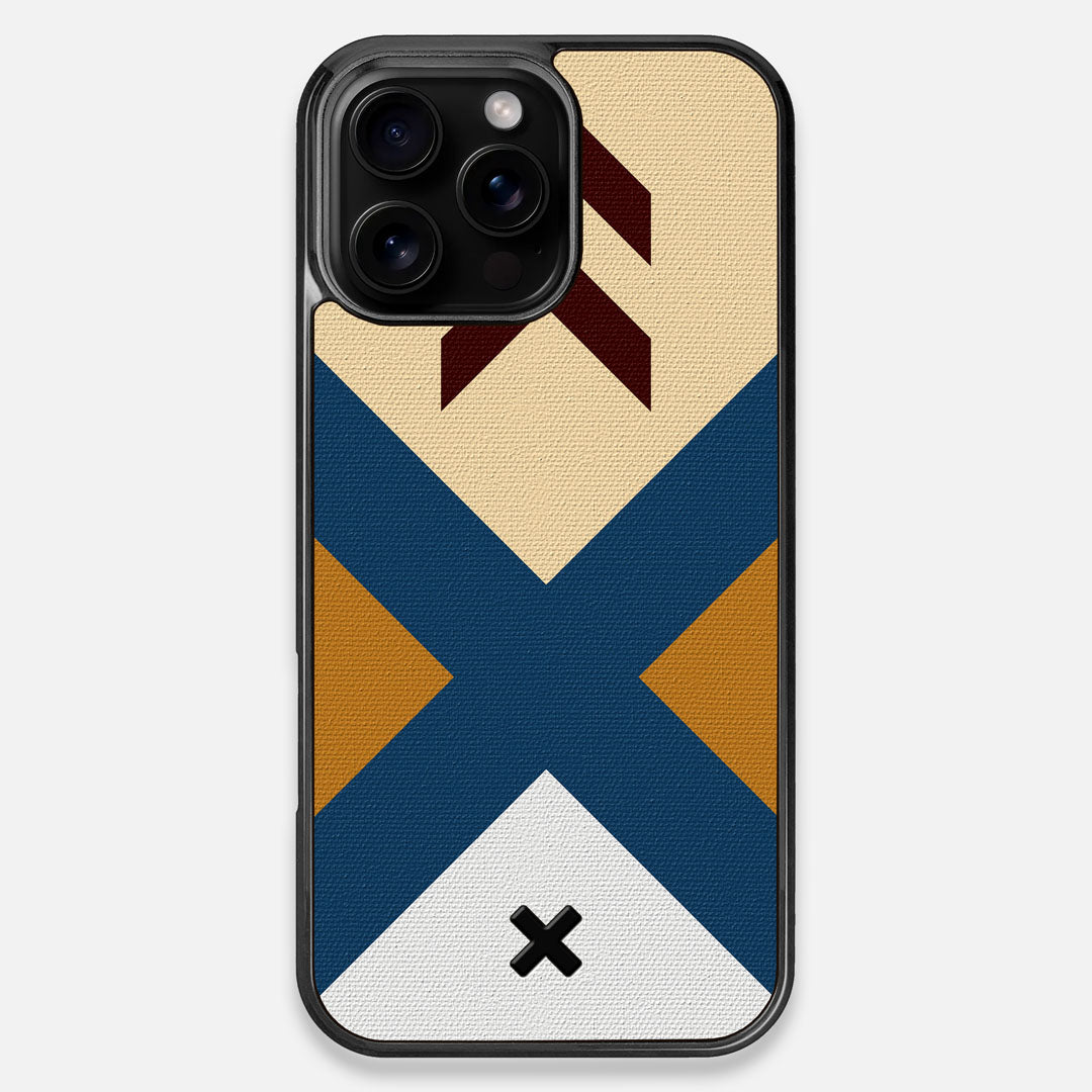 Front view of the Camp Adventure Marker in the Wayfinder series UV-Printed thick cotton canvas iPhone 16 Pro Max MagSafe Case by Keyway Designs