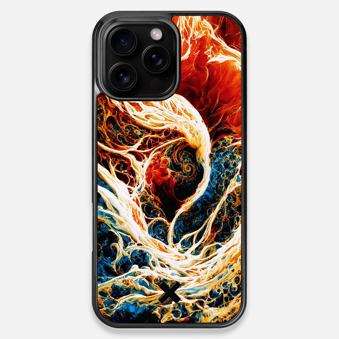 Front view of the stylized AI generated art print created by John Wingfield printed to cotton canvas iPhone 16 Pro Max MagSafe Case by Keyway Designs