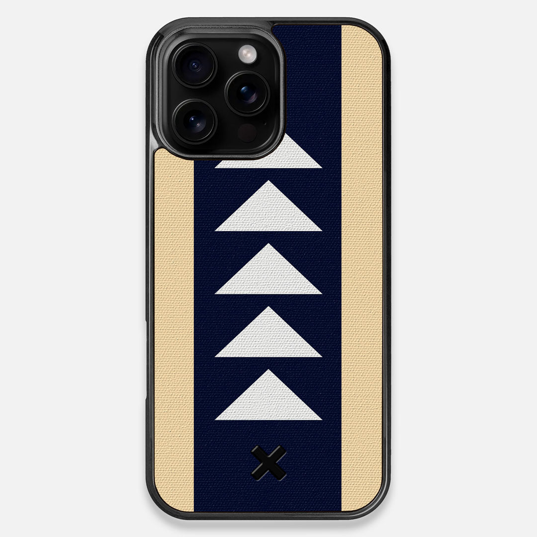 Front view of the Track Adventure Marker in the Wayfinder series UV-Printed thick cotton canvas iPhone 16 Pro Max MagSafe Case by Keyway Designs