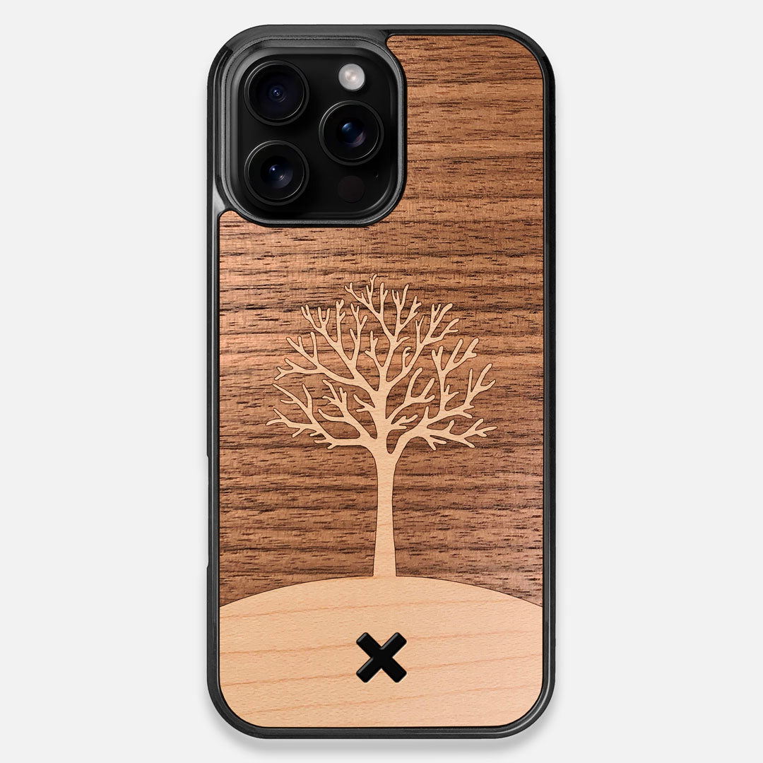 Front view of the Tree Of Life Walnut Wood iPhone 16 Pro Max MagSafe Case by Keyway Designs