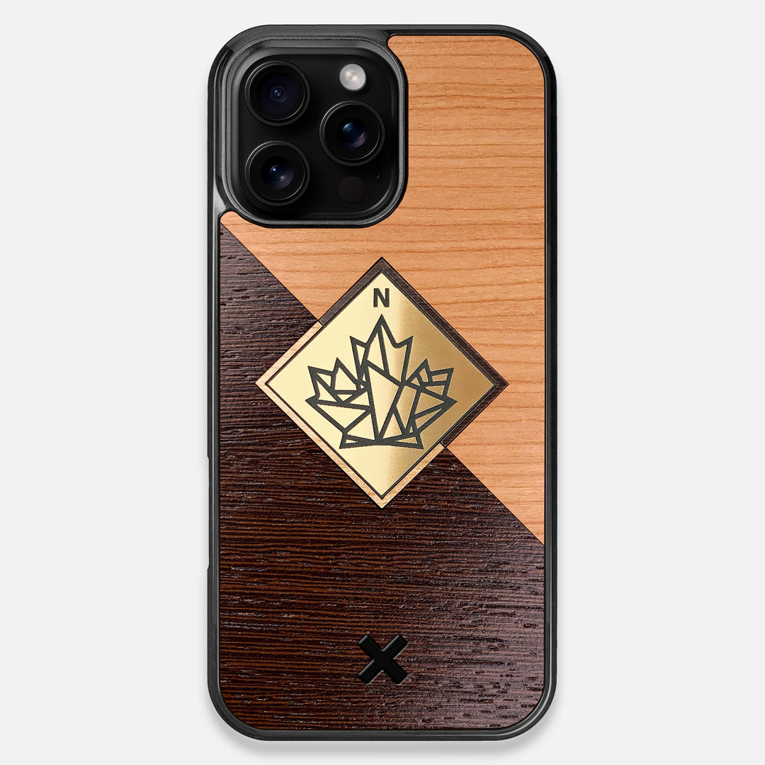 Front view of the True North by Northern Philosophy Cherry & Wenge Wood iPhone 16 Pro Max MagSafe Case by Keyway Designs