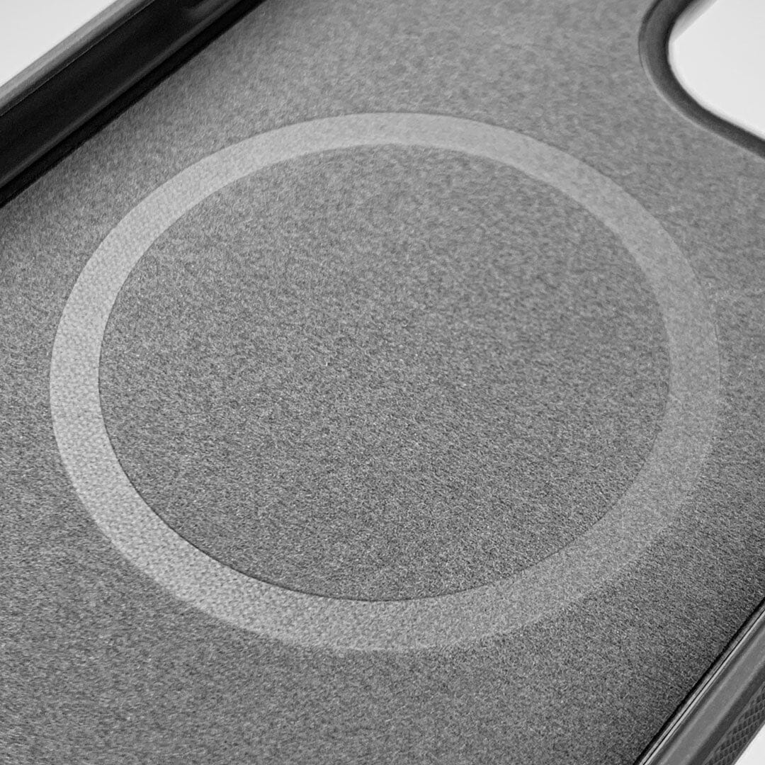 Zoomed in View of the MagSafe ring integrated under the microfibre lining in the Keyway Designs iPhone 16 Pro Max MagSafe Case