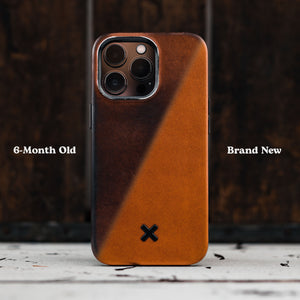 iPhone 13 Pro Max Leather Case | Genuine Leather | BandWerk Germany Munich | Ostrich | Brown Gold