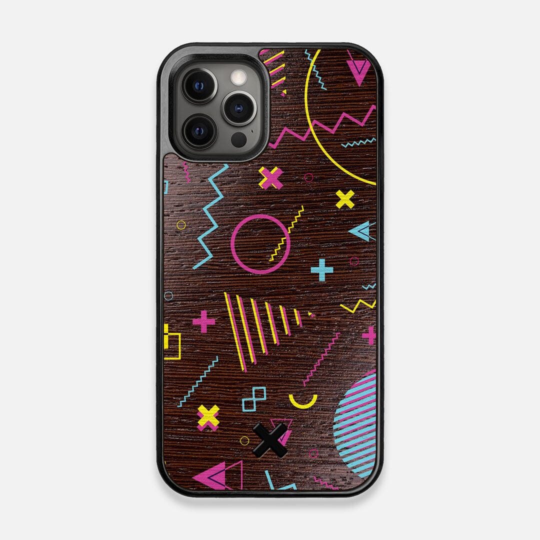 Neon Handmade and UV Printed Wenge Wood iPhone 12 12 Pro Case by